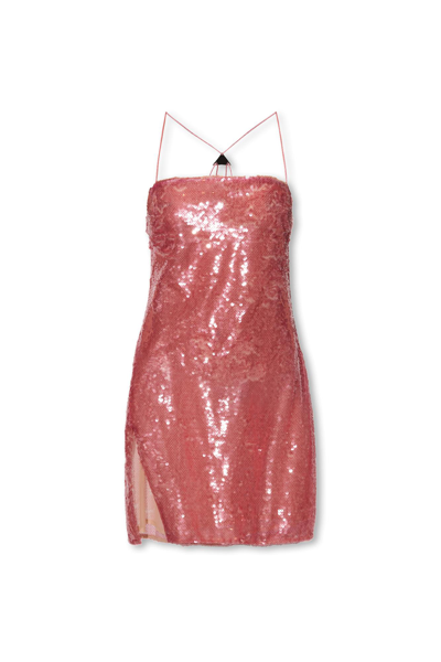 Shop Attico Fujiko Sequinned Slip Dress In Light Pink