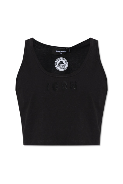 Shop Dsquared2 Cropped Tank Top In Black