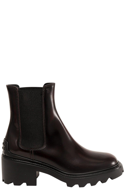 Shop Tod's Chunky Sole Chelsea Boots In Mosto