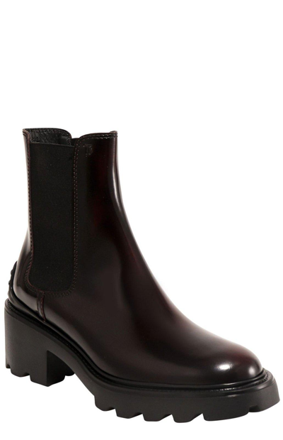 Shop Tod's Chunky Sole Chelsea Boots In Mosto