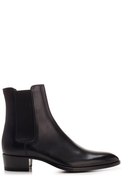 Shop Saint Laurent Wyatt Chelsea Boots In Black