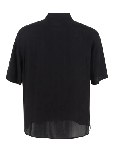 Shop Saint Laurent Cassandre Striped Silk Shirt In Black