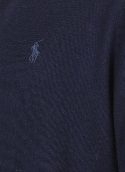 Shop Ralph Lauren Logo Embroidered V-neck Jumper In Navy