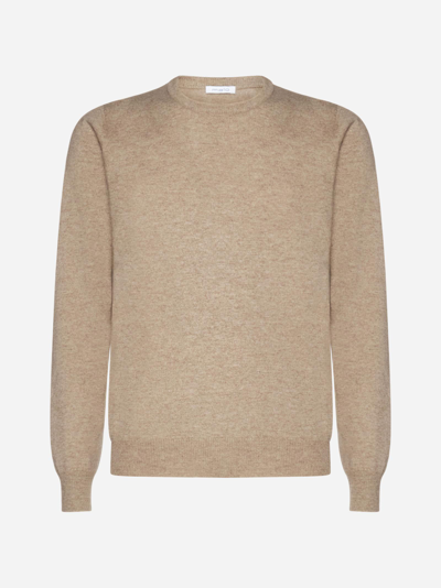 Malo Ribbed Crewneck Sweater With Long Sleeves In Beige