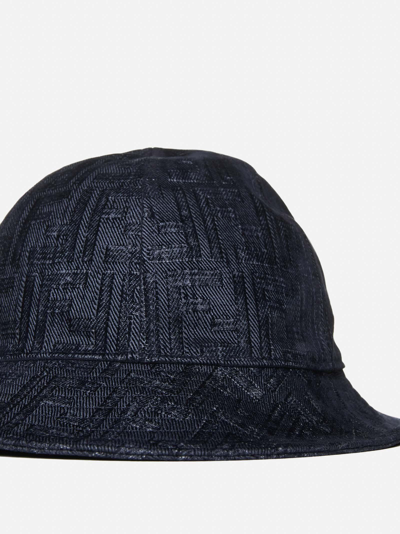 Shop Fendi Ff Denim Bucket Hat In Blu