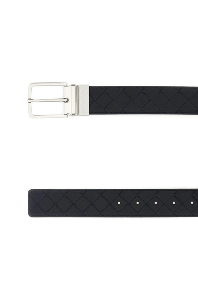 Shop Bottega Veneta Black Leather Belt In Navy