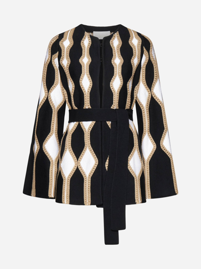 Shop Chloé Wool And Silk Belted Cardigan In Brown