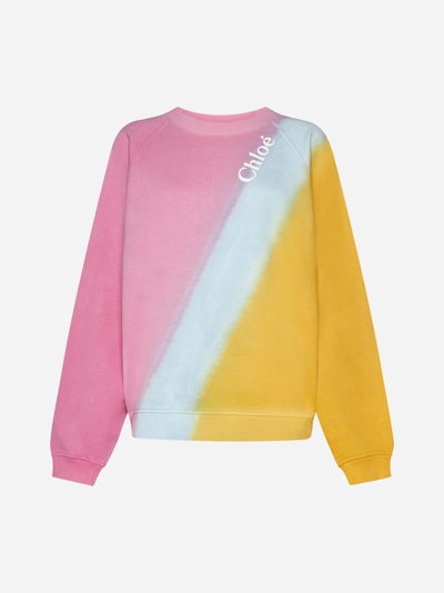 Shop Chloé Color-block Cotton Sweatshirt In Pink