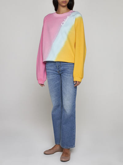 Shop Chloé Color-block Cotton Sweatshirt In Pink
