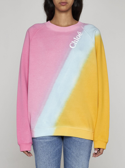 Shop Chloé Color-block Cotton Sweatshirt In Pink