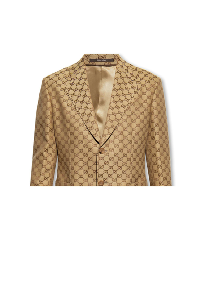 Shop Gucci Single-breasted Blazer With A Monogram