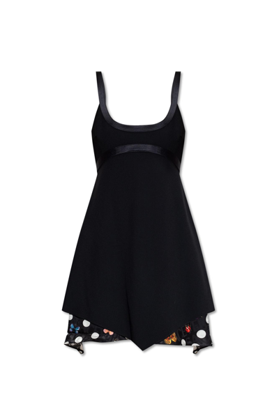 Versace Dua Lipa Envers Satin Mini Dress In Nero