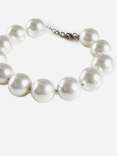 Shop Alessandra Rich Pearls Necklace In Bianco