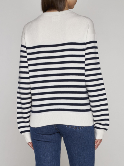 Shop Khaite Viola Striped Cashmere Sweater In Ivory/navy Stripe