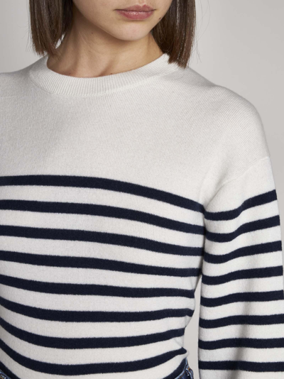 Shop Khaite Viola Striped Cashmere Sweater In Ivory/navy Stripe
