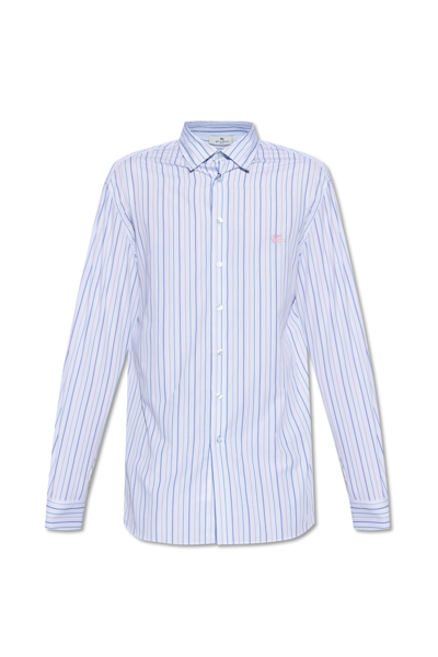 Shop Etro Striped Shirt In Azzurro