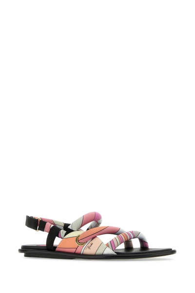 Shop Emilio Pucci Printed Fabric Lee Sandals In Pink
