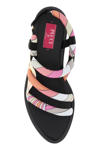 Shop Emilio Pucci Printed Fabric Lee Sandals In Pink