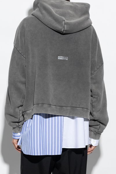 Shop Acne Studios Hoodie With Logo Patch In Faded Black