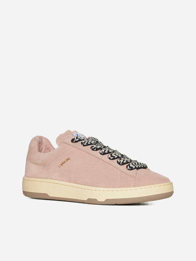 Shop Lanvin Lite Curb Low-top Suede Sneakers In Pale Pink