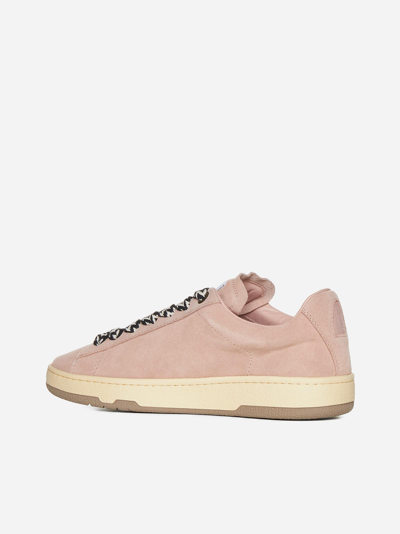 Shop Lanvin Lite Curb Low-top Suede Sneakers In Pale Pink