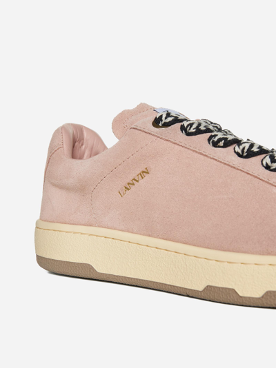 Shop Lanvin Lite Curb Low-top Suede Sneakers In Pale Pink