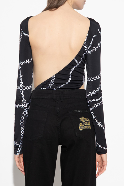 Shop Versace Jeans Couture Bodysuit With Logo In Black