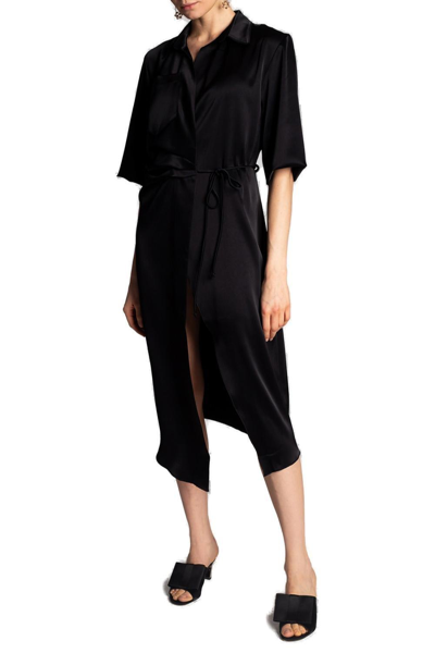 Shop Nanushka Asymmetrical Wrapped Dress In Black