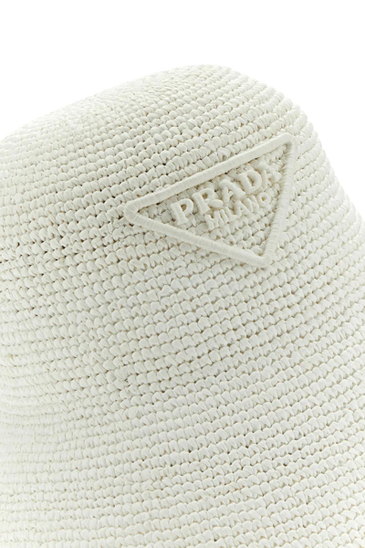 Shop Prada White Raffia Hat