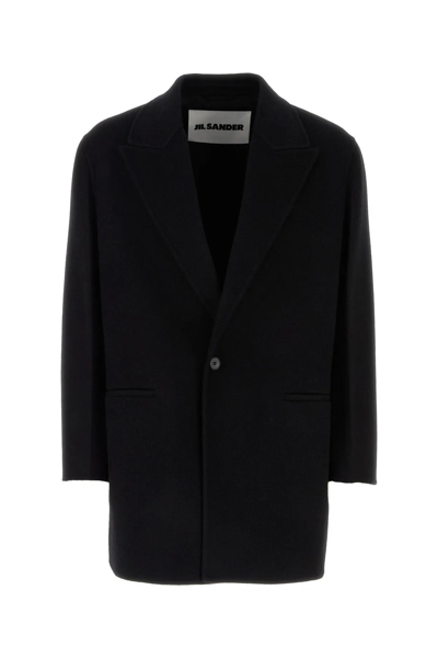 Shop Jil Sander Black Wool Blend Coat In Nero