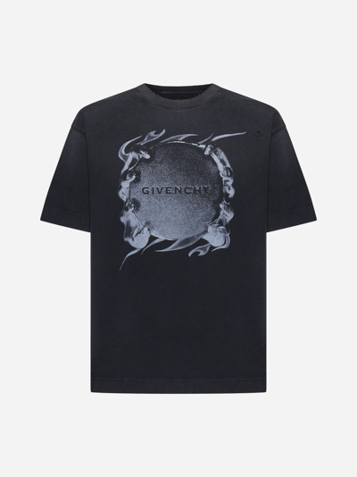 Shop Givenchy Logo Print Cotton T-shirt In Nero