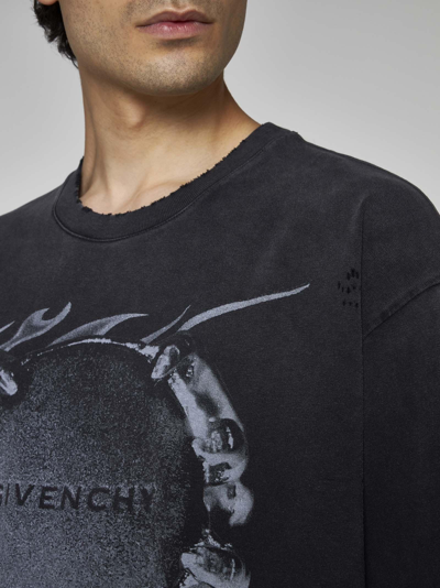 Shop Givenchy Logo Print Cotton T-shirt In Nero