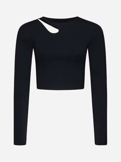 Shop Wolford Warm Up Cropped Top In Nero