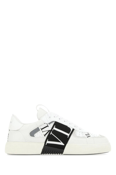 Shop Valentino White Leather Vl7n Sneakers In Bianco