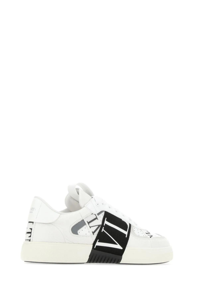 Shop Valentino White Leather Vl7n Sneakers In Bianco