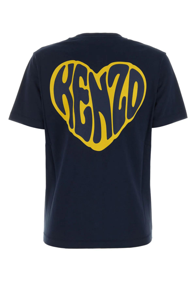 Shop Kenzo Midnight Blue Cotton T-shirt In Bianco