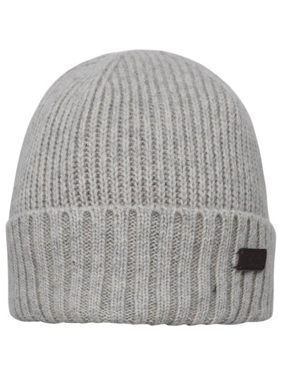 Shop Barbour Logo Patch Knitted Beanie In Navy