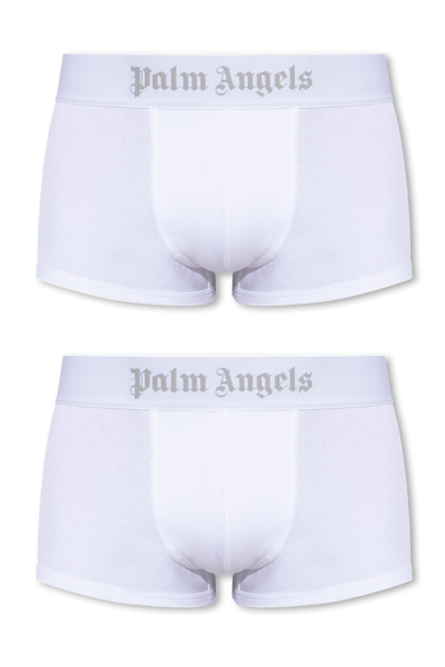 Shop Palm Angels Branded Boxers 2-pack In White