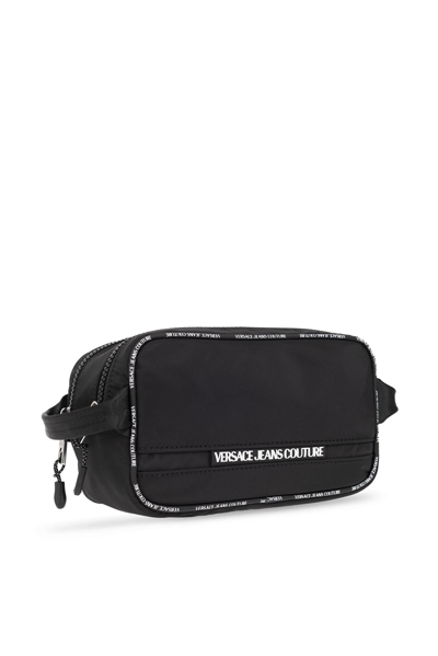 Shop Versace Jeans Couture Wash Bag With Logo In Black