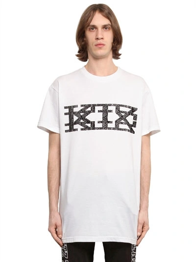 Shop Ktz Rubberized Logo Cotton Jersey T-shirt In White