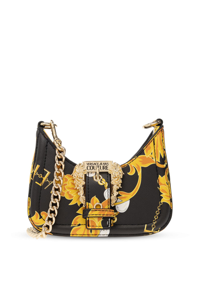 Shop Versace Jeans Couture Shoulder Bag With Logo In Black/gold