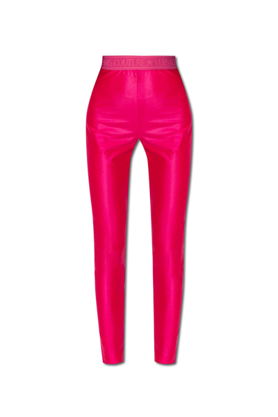 Versace Jeans Couture Leggings With Logo In Fuchsia