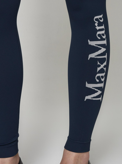 Shop 's Max Mara Basilea Logo Leggings In Midnightblue