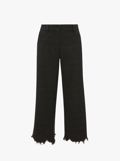 Shop Jw Anderson Distressed Straight Fit Trousers In Grey