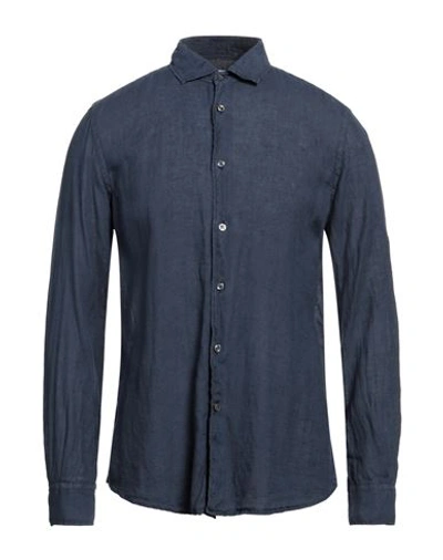 Shop Glanshirt Man Shirt Navy Blue Size 15 Linen