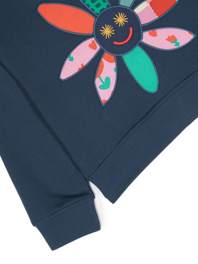 Shop Stella Mccartney Floral-embroidered Cotton Sweatshirt In Blue