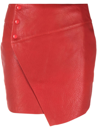 Shop Zadig & Voltaire Junko Cuir Leather Miniskirt In Red
