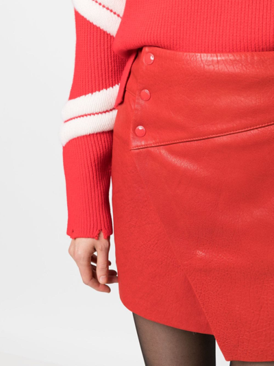 Shop Zadig & Voltaire Junko Cuir Leather Miniskirt In Red