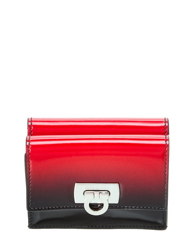 Shop Ferragamo Gancini Clasp Leather Card Case Wallet In Red