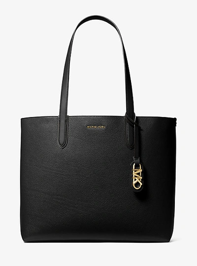 Shop Michael Kors Eliza Extra-large Pebbled Leather Reversible Tote Bag In Black